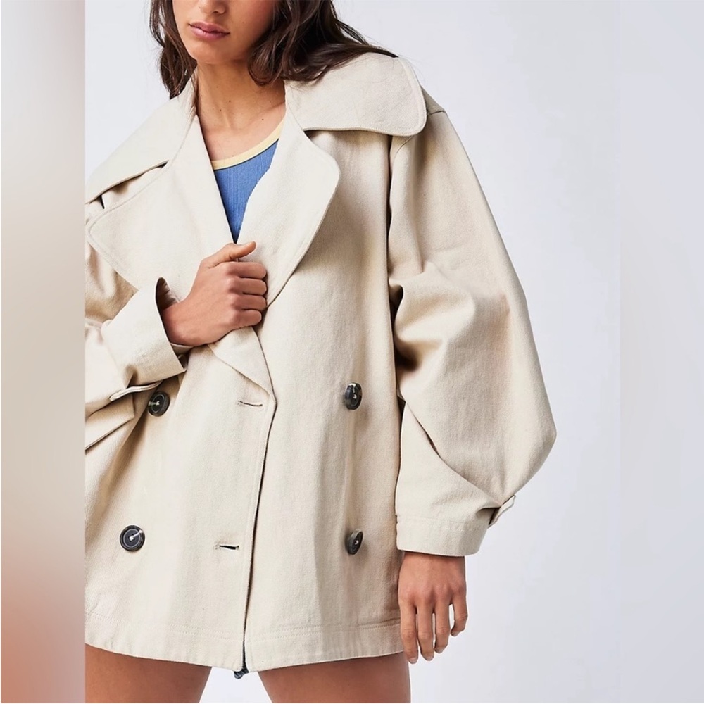FREE PEOPLE Tea Combo Highlands Solid Peacoat Size Large - Picture 3 of 9